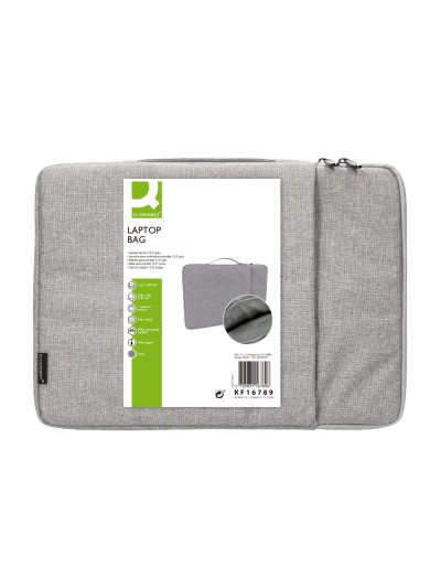 Funda para portatil q-connect 13,3/' con asa 1 bolsillo exterior con cremallera color gris 350x250x25 mm
