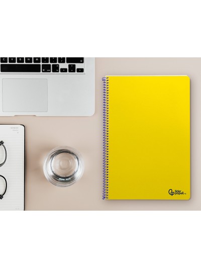 Cuaderno espiral liderpapel din a4 smart tapa blanda 80h 75gr cuadro 4mm con margen color amarillo