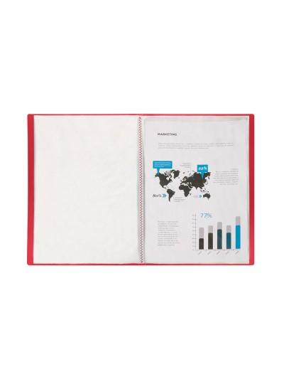 Carpeta liderpapel escaparate 40 fundas polipropileno din a3 rojo translucido