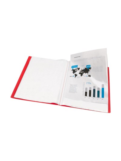 Carpeta liderpapel escaparate 40 fundas polipropileno din a3 rojo translucido