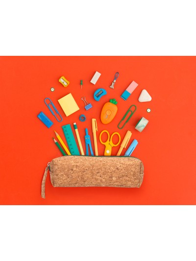 Estuche portatodo liderpapel corcho rectangular cremallera de color 185x55x70 mm