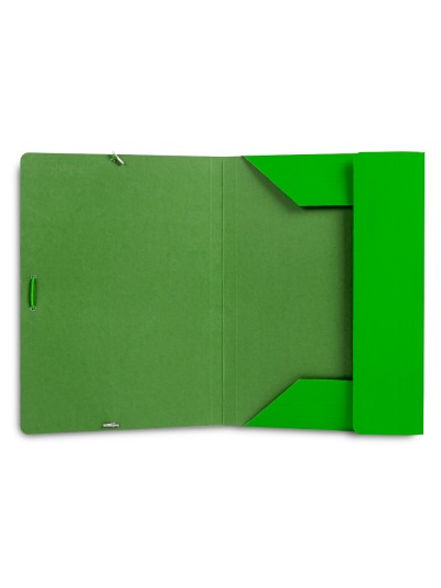 Carpeta liderpapel gomas folio 3 solapas carton plastificado color verde
