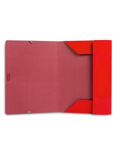 Carpeta liderpapel gomas folio 3 solapas carton plastificado color rojo