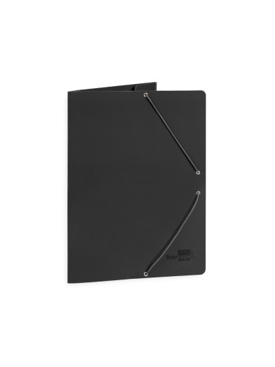 Carpeta liderpapel gomas folio 3 solapas carton plastificado color negro