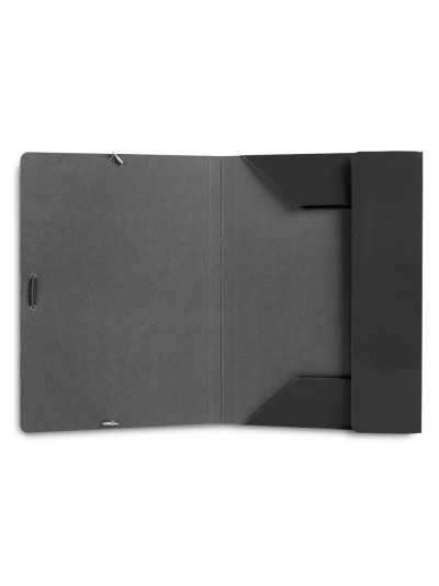 Carpeta liderpapel gomas folio 3 solapas carton plastificado color negro
