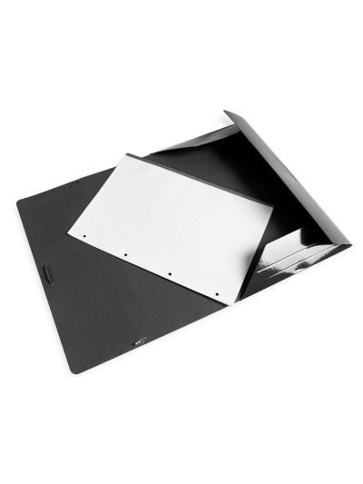 Carpeta liderpapel gomas folio 3 solapas carton plastificado color negro