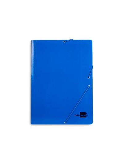 Carpeta liderpapel gomas folio 3 solapas carton plastificado color azul