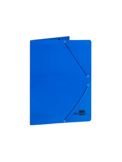 Carpeta liderpapel gomas folio 3 solapas carton plastificado color azul