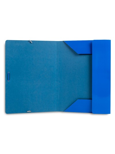 Carpeta liderpapel gomas folio 3 solapas carton plastificado color azul