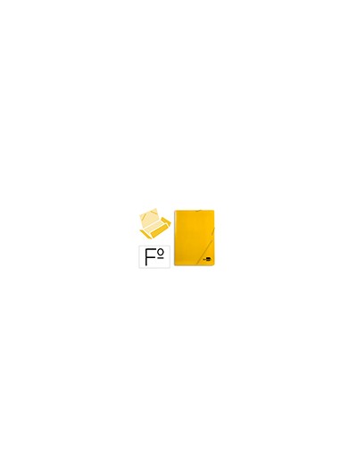 Carpeta liderpapel gomas folio 3 solapas carton plastificado color amarillo
