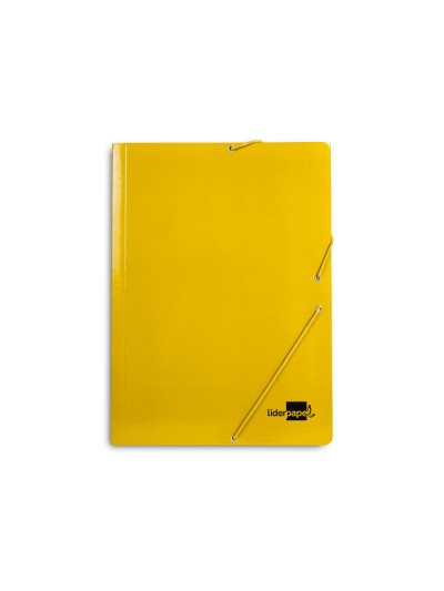 Carpeta liderpapel gomas folio 3 solapas carton plastificado color amarillo