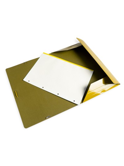 Carpeta liderpapel gomas folio 3 solapas carton plastificado color amarillo