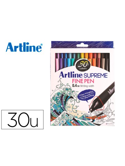 Rotulador artline supreme epfs200 fine liner punta de fibra 0,4 mm bolsa 30 unidades colores surtidos