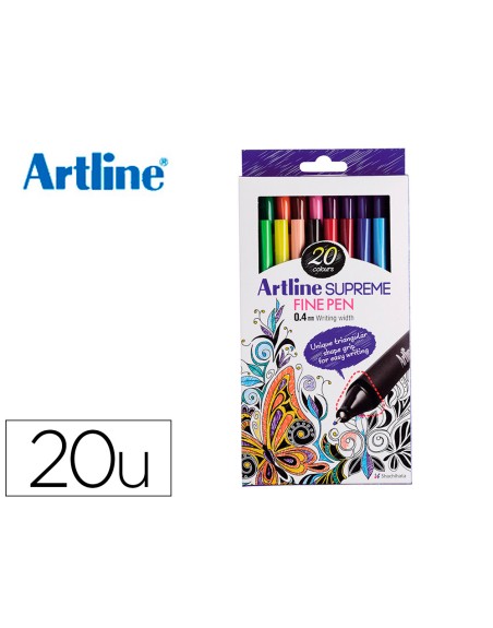 Rotulador artline supreme epfs200 fine liner punta de fibra 0,4 mm bolsa 20 unidades colores surtidos