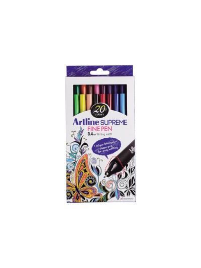 Rotulador artline supreme epfs200 fine liner punta de fibra 0,4 mm bolsa 20 unidades colores surtidos