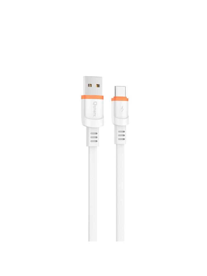 Cable qcharx rome usb a tipo c 3a - 1 m - pvc plano blanco Cable qcharx rome usb a tipo c 3a - 1 m - pvc plano blanco