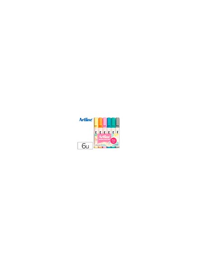 Rotulador artline fluorescente ek-660 colores pastel bolsa de 6 unidades colores surtidos