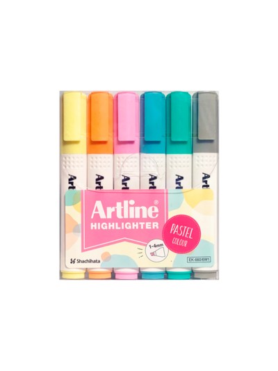 Rotulador artline fluorescente ek-660 colores pastel bolsa de 6 unidades colores surtidos