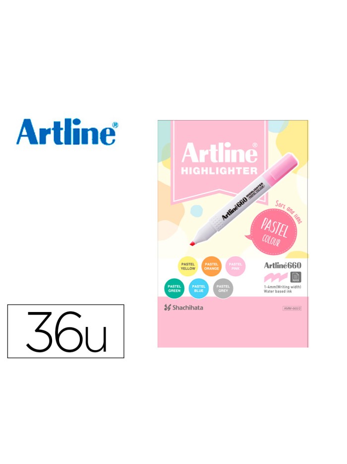 Rotulador artline fluorescente ek-660 colores pastel expositor de 36 unidades colores surtidos Rotulador artline fluorescente ek-660 colores pastel expositor de 36 unidades colores surtidos