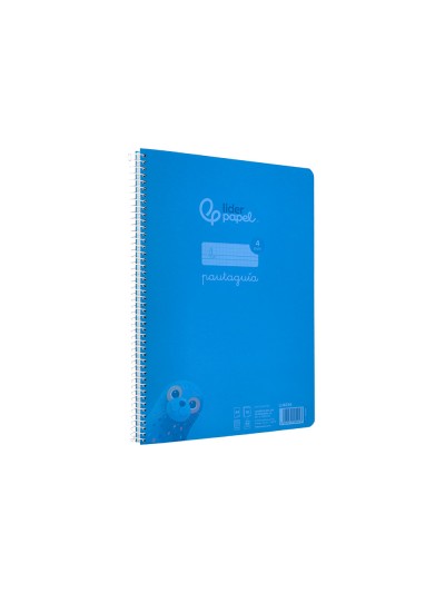 Cuaderno espiral liderpapel din a4 pautaguia tapa plastico80h 90gr cuadro pautado 4mm con margen color azul