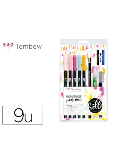 Set blended lettering tombow good vibes 9 piezas