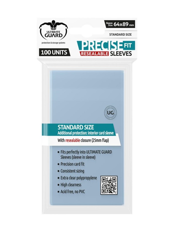 Fundas transparentes de cartas ultimate guard precise - fit cierre reutilizable tamaño estándar 100 unidades Fundas transparentes de cartas ultimate guard precise - fit cierre reutilizable tamaño estándar 100 unidades
