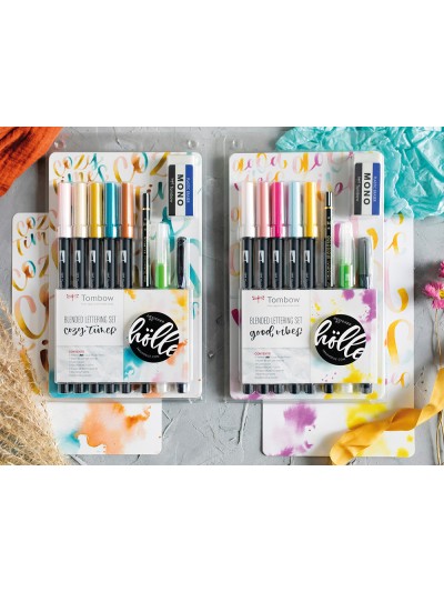 Set blended lettering tombow good vibes 9 piezas