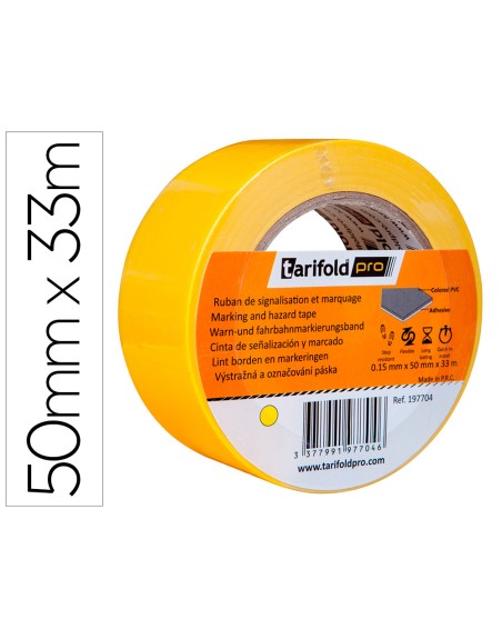 Cinta adhesiva tarifold para marcaje y señalizacion de suelo 33 mt x 50 mm color amarillo