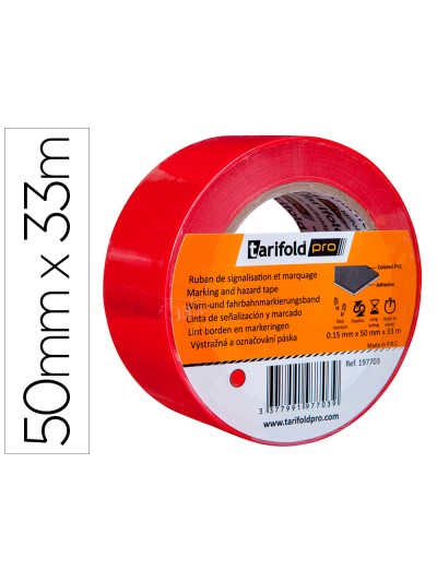 Cinta adhesiva tarifold para marcaje y señalizacion de suelo 33 mt x 50 mm color rojo