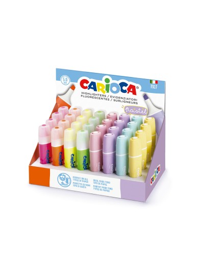 Rotulador carioca fluorescente color pastel expositor de 32 unidades colores surtidos