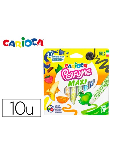 Rotulador carioca perfumado punta maxi lavable caja de 10 unidades colores surtidos