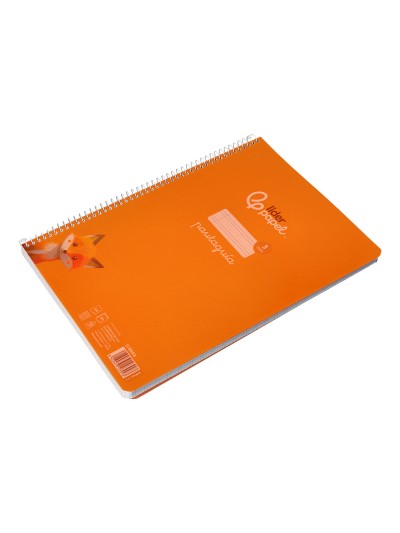 Cuaderno espiral liderpapel din a4 pautaguia tapa plastico80h 90gr cuadro pautado 3mm con margen color naranja