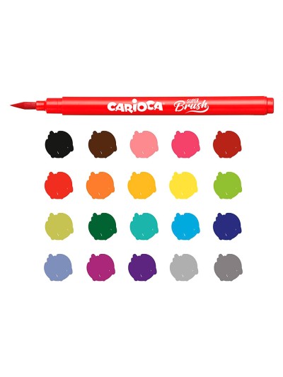 Rotulador carioca punta de pincel lavable caja de 20 unidades colores surtidos