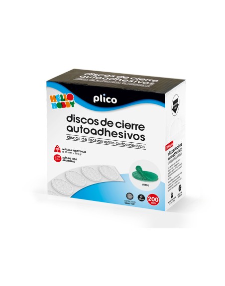 Disco de cierre plico velcro autoadhesivo 20 mm diametro color verde caja de 200 unidades
