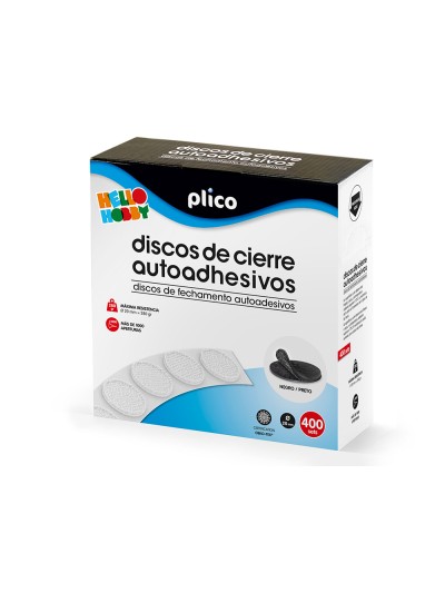 Disco de cierre plico velcro autoadhesivo 20 mm diametro color negro caja de 400 unidades