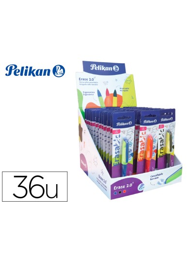 Expositor pelikan sobremesa erase 2.0 contenido 60 rollers colores surtidos y 36 recambios colores surtidos