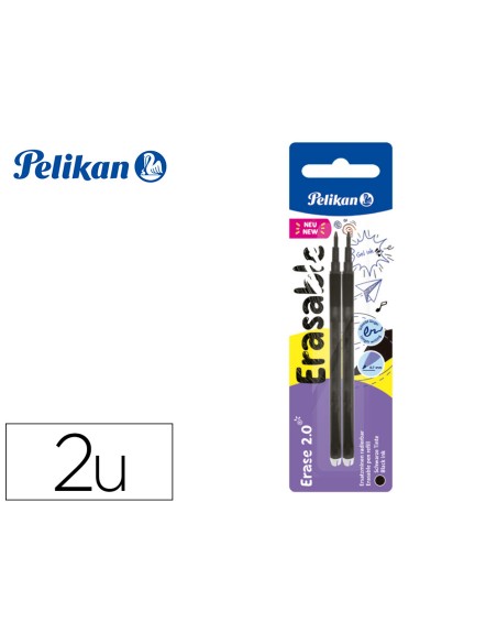 Recambio roller pelikan erase 2.0 color negro blister de 2 unidades
