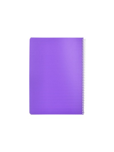 Cuaderno espiral liderpapel din a4 pautaguia tapa plastico 80h 90gr cuadro pautado 3 mm con margen color lila