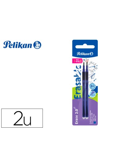 Recambio roller pelikan erase 2.0 color azul blister de 2 unidades