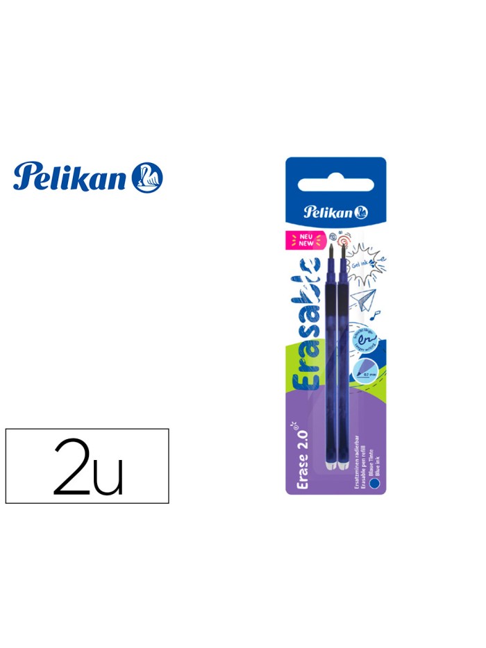 Recambio roller pelikan erase 2.0 color azul blister de 2 unidades Recambio roller pelikan erase 2.0 color azul blister de 2 unidades