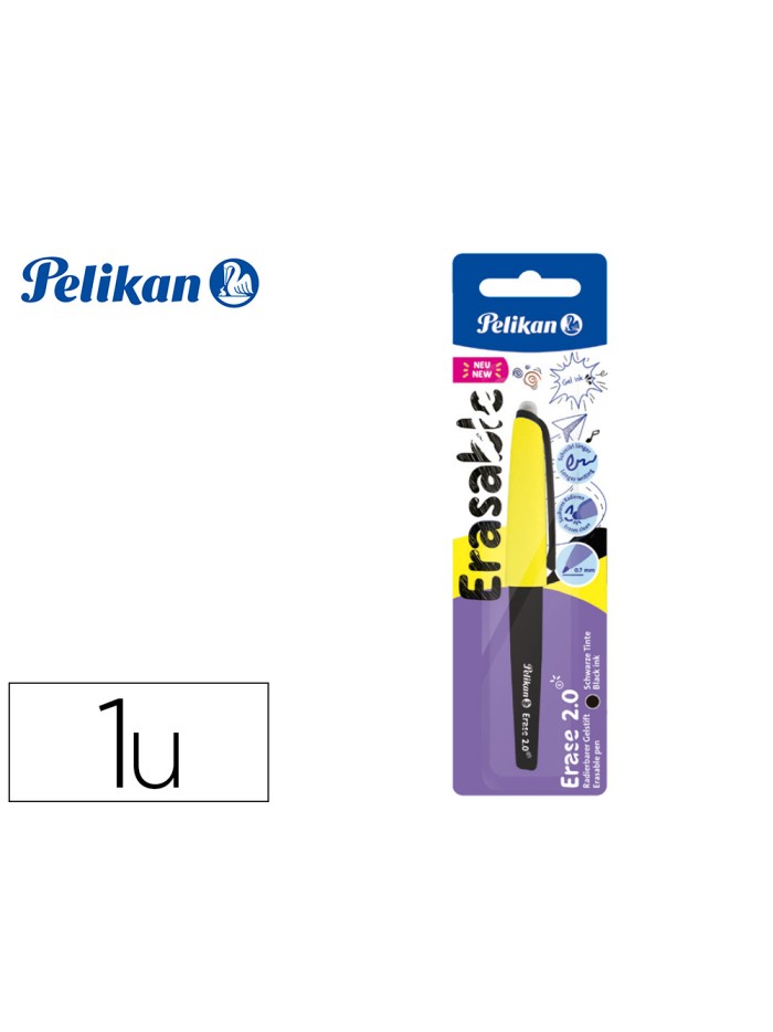 Roller pelikan erase 2.0 borrable punta 0,7 mm tinta gel color negro Roller pelikan erase 2.0 borrable punta 0,7 mm tinta gel color negro