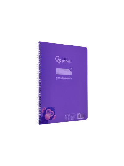 Cuaderno espiral liderpapel din a4 pautaguia tapa plastico 80h 90gr cuadro pautado 3 mm con margen color lila