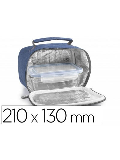 Bolso portaalimentos ibili tela con bolsillo exterior color azul 210x130 mm