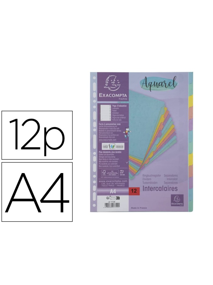 Separador exacompta aquarel cartulina lustrada juego de 12 separadores din a4 colores pastel Separador exacompta aquarel cartulina lustrada juego de 12 separadores din a4 colores pastel