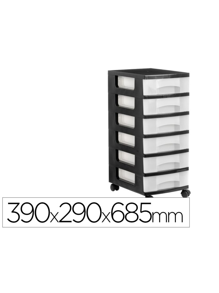 Cajonera archivo 2000 6 cajones transparente carcasa negra 6 litros con ruedas 390x290x685 mm Cajonera archivo 2000 6 cajones transparente carcasa negra 6 litros con ruedas 390x290x685 mm