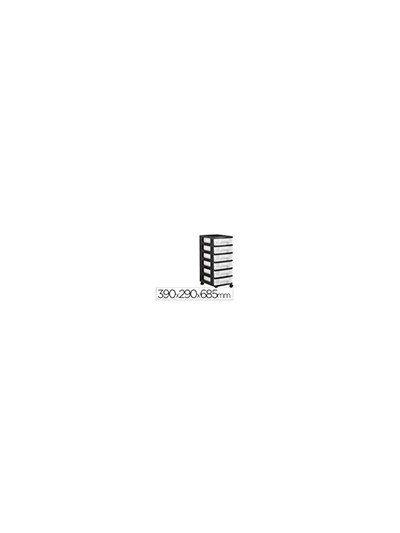 Cajonera archivo 2000 6 cajones transparente carcasa negra 6 litros con ruedas 390x290x685 mm