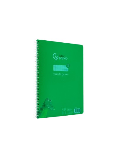 Cuaderno espiral liderpapel din a4 pautaguia tapa plastico 80h 90gr cuadro pautado 3mm con margen color verde