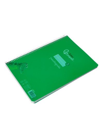 Cuaderno espiral liderpapel din a4 pautaguia tapa plastico 80h 90gr cuadro pautado 3mm con margen color verde