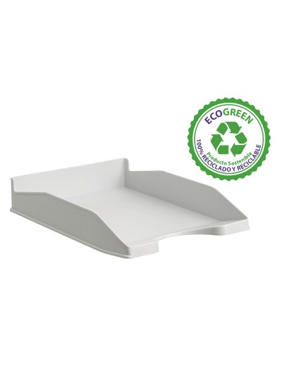 Bandeja sobremesa archivo 2000 ecogreen plastico 100% reciclada apilable formatos din a4 y folio color gris