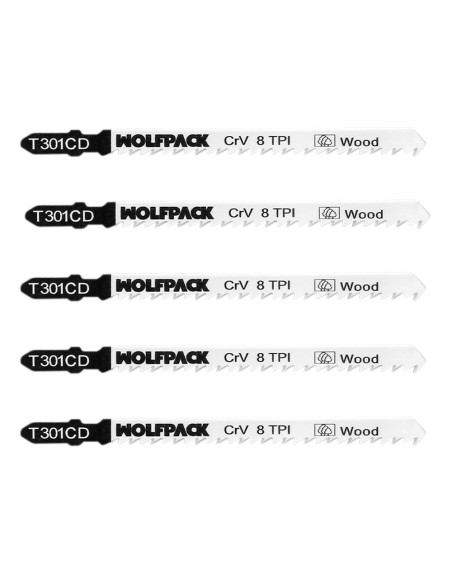 Hojas Larga Sierra Calar Para Madera Corte Medio 5 Piezas. Hoja Cromo Vanadio 58. Vastago T Universal